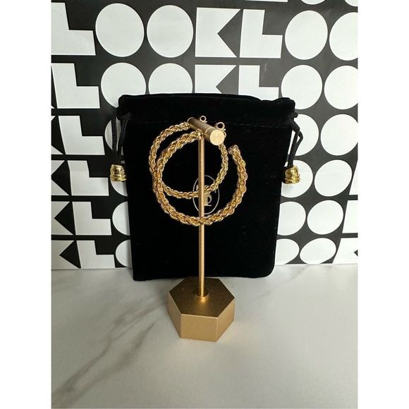 Sylvia Toledano Flow 22K Gold-Plated Woven Chain Hoop Earrings - Picture 5 of 8